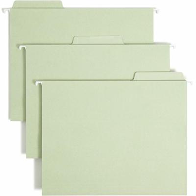 Smead FasTab 1/3 Tab Cut Letter Recycled Fastener Folder - 8 1/2" x 11" - 2 Fastener(s) - Top Tab Location - Assorted Tab Position - 11 pt. - Moss - 10% Recycled - 18 / Box