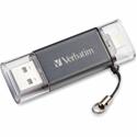 Verbatim 16GB Store 'n' Go Dual Flash Drive - 16 GB - USB 3.2 (Gen 1) Type A, Lightning - Graphite - Lifetime Warranty - 1 Each