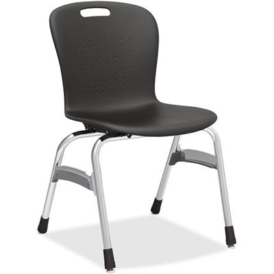 Virco Sage Series 4-Leg Stack Chair - Black Seat Color - Black Back Color - Chrome Frame Color - 4 / Carton