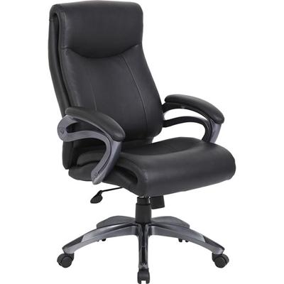 Boss B8661 Executive Chair - Black Seat Color - LeatherPlus Seat Material - Gray Back Color - Leather Back Material - Black, Gray Frame Color - Nylon Frame Material - 5-star Base - 1 Each