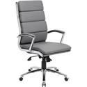 Boss B9471 Executive Chair - Gray Seat Color - Vinyl Seat Material - Gray Back Color - Chrome, Black Frame Color - Chrome Frame Material - 5-star Base - Armrest - 1 Each