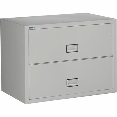 Phoenix World Class Lateral File - 2-Drawer - 38.8" Width x 23.6" Depth x 28.8" Height - 2 x Drawer(s) for File - Lateral - Impact Resistant, Fire Resistant, Explosion Resistant, Security Lock - Light Gray