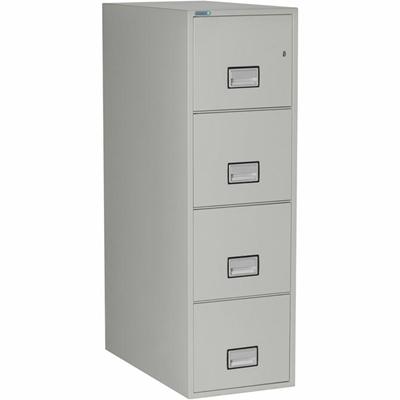 Phoenix World Class Vertical File - 4-Drawer - 31" Width x 16.9" Depth x 54" Height - 4 x Drawer(s) for File - Letter - Vertical - Impact Resistant, Fire Resistant, Explosion Resistant, Security Lock - Light Gray