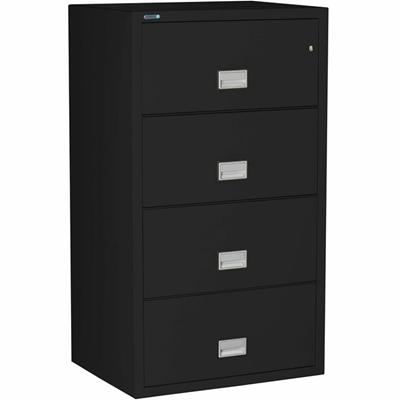 Phoenix World Class Lateral File - 4-Drawer - 31" Width x 23.6" Depth x 54.7" Height - 4 x Drawer(s) for File - Lateral - Fire Resistant, Explosion Resistant, Impact Resistant, Security Lock - Black
