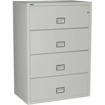 Phoenix World Class Lateral File - 4-Drawer - 38.9" Width x 23.6" Depth x 54.7" Height - 4 x Drawer(s) for File - Lateral - Fire Resistant, Explosion Resistant, Impact Resistant, Security Lock - Light Gray