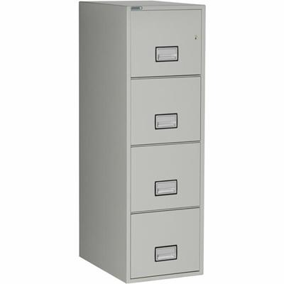 Phoenix World Class Vertical File - 4-Drawer - 16.9" Width x 25" Depth x 54" Height - 4 x Drawer(s) for File - Letter - Vertical - Fire Resistant, Explosion Resistant, Impact Resistant, Security Lock - Light Gray