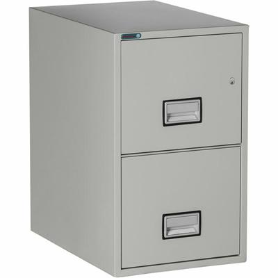 Phoenix World Class Vertical File - 2-Drawer - 16.9" Width x 25" Depth x 28" Height - 2 x Drawer(s) for File - Letter - Vertical - Fire Resistant, Explosion Resistant, Impact Resistant, Security Lock - Light Gray
