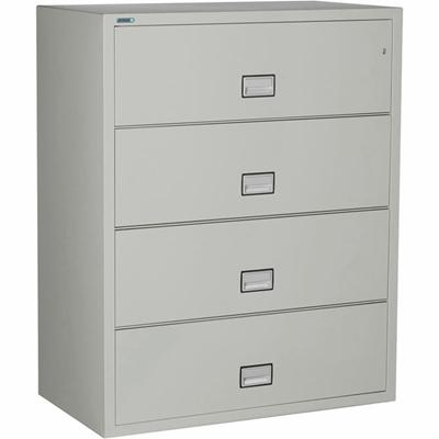 Phoenix World Class Lateral File - 4-Drawer - 44" Width x 23.6" Depth x 54.7" Height - 4 x Drawer(s) for File - Lateral - Fire Resistant, Explosion Resistant, Impact Resistant, Security Lock - Light Gray