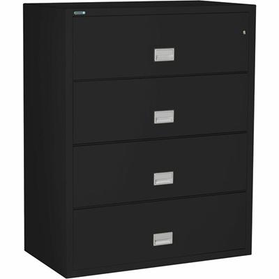 Phoenix World Class Lateral File - 4-Drawer - 44" Width x 23.6" Depth x 54.7" Height - 4 x Drawer(s) for File - Lateral - Fire Resistant, Explosion Resistant, Impact Resistant, Security Lock - Black