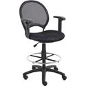 Boss B16216 Drafting Chair - Black Seat Color - Mesh Seat Material - Black Back Color - Ballistic Nylon, Metal Back Material - Black, Chrome Frame Color - Nylon Frame Material - 5-star Base - 1 Each