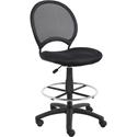 Boss B16215 Drafting Chair - Black Seat Color - Mesh Seat Material - Black Back Color - Ballistic Nylon, Metal Back Material - Black, Chrome Frame Color - Nylon Frame Material - 5-star Base - 1 Each