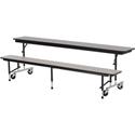 Virco MTC Series Mobile Convertible Bench Table 96" x 15" Top - Gray Nebula Rectangle, High Pressure Laminate (HPL) Top - Height Adjustable - 27" to 29" Adjustment - 96" Table Top Width x 15" Table Top Depth x 0.75" Table Top Thickness - Assembly Req