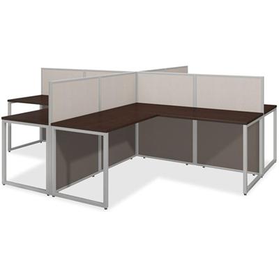 Bush Business Furniture Easy Office 60W 4 Person L Desk Open Office - Thermofused Laminate (TFL) L-shaped Top - 119.09" Table Top Width x 119.09" Table Top Depth x 1" Table Top Thickness - 44.88" Height - Assembly Required - Mocha Cherry - Engineered