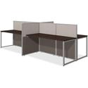 Bush Business Furniture Easy Office 60W 4 Person Straight Desk Open Office - Mocha Cherry, Thermofused Laminate (TFL) Top - 1" Table Top Thickness - 44.88" Height x 119.09" Width x 44.88" Depth - Assembly Required - Light Gray, Storm Gray - Fabric, M