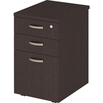 Bush Business Furniture Easy Office 16W 3 Drawer Mobile Pedestal - 25.4" Height x 16" Width x 20.1" Depth - Total Drawer(s): 3 - Material: Thermofused Laminate (TFL), Steel, Metal, Engineered Wood - Finish: Mocha Cherry, Laminate - 1 Each