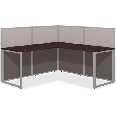 Bush Business Furniture Easy Office 60W L Desk Open Office - Thermofused Laminate (TFL) L-shaped, Mocha Cherry Top - Assembly Required - Light Gray, Storm Gray - Fabric - 1 Each