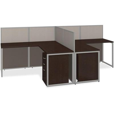 Bush Business Furniture Easy Office 60W 2 Person L Desk Open Office with Two 3 Drawer Mobile Pedestals - Mocha Cherry L-shaped Top - 6 Drawers - 60.04" Table Top Width x 119.09" Table Top Depth x 1" Table Top Thickness - 44.88" Height - Assembly Requ