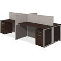 Bush Business Furniture Easy Office 60W 4 Person Straight Desk Office w/3-Drawer Pedestlas - Mocha Cherry Top - Pedestal Base - 1" Table Top Thickness - 44.88" Height x 119.09" Width x 60.04" Depth - Assembly Required - Light Gray, Storm Gray - Fabri