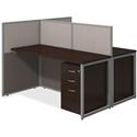 Bush Business Furniture Easy Office 60W 2 Person Straight Desk Office w/3-Drawer Pedestals - Mocha Cherry Top - 6 Drawers - 1" Table Top Thickness - 44.88" Height x 60.04" Width x 60.04" Depth - Assembly Required - Light Gray, Storm Gray - Medium Den