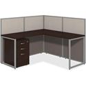 Bush Business Furniture Easy Office 60W L Desk Open Office with 3 Drawer Mobile Pedestal - Mocha Cherry L-shaped, Thermofused Laminate (TFL) Top - Pedestal Base - 3 Drawers x 1" Table Top Thickness - 44.88" Height x 60.04" Width x 44.88" Depth - Asse