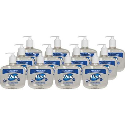 Dial Sensitive Skin Antibacterial Liquid Hand Soap - 16 fl oz - Pump Bottle Dispenser - Kill Germs - Skin, Hand - Antibacterial - Clear - 12 / Carton