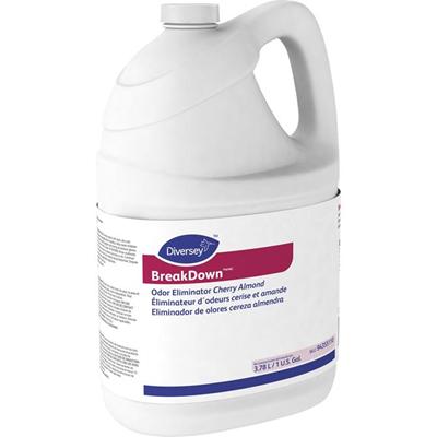 Diversey BreakDown Odor Eliminator - For Healthcare, Carpet, Washroom, Food Service Area, School, Office, Hotel - Concentrate - Liquid - 128 fl oz (4 quart) - Cherry Almond Scent - Organic - Red Bottle - 1 Each