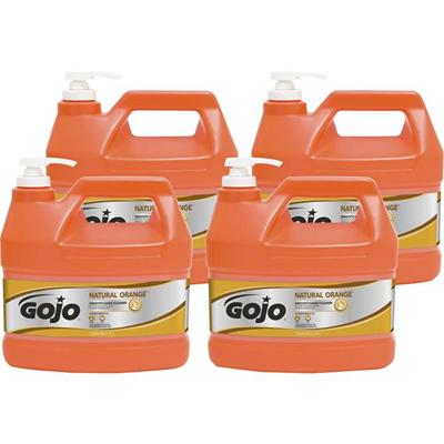 Gojo&reg; Natural Orange Smooth Hand Cleaner - Citrus Scent - 1 gal - Pump Bottle Dispenser - Soil Remover, Dirt Remover, Grease Remover - Hand - Orange - 4 / Carton