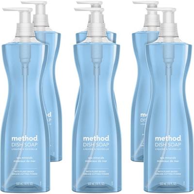 Method Dish Soap - 18 fl oz (0.6 quart) - Sea Mineral Scent - Non-toxic, Pleasant Scent, Triclosan-free - Light Blue - 6 / Carton