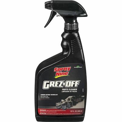 Spray Nine Grez-Off Parts Cleaner Degreaser - For Multipurpose - 32 fl oz (1 quart) - Recommended For: Grease Remover, Dirt Remover - Non-flammable, Solvent-free, Water Soluble, VOC-free, Odorless, Fume-free, Heavy Duty - Clear Bottle - 12 / Carton