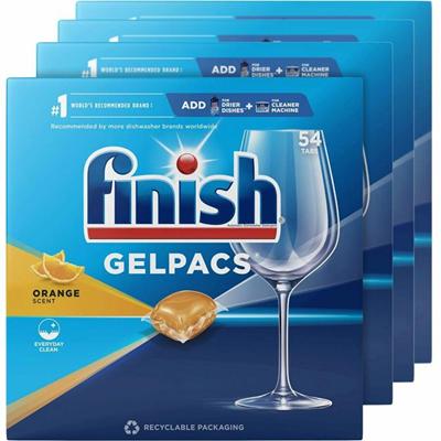 Finish All-n-1 Detergent Gelpacs - For Multipurpose - 1.3 fl oz (0 quart) - Orange Scent - Orange - 54/Box - 4 / Carton