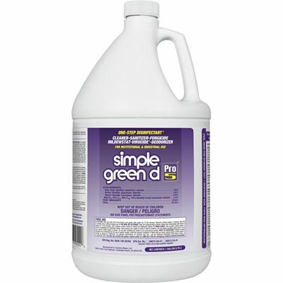 Simple Green D Pro 5 One-Step Disinfectant - Concentrate - 128 fl oz (4 quart) - Disinfectant, Unscented, Dye-free - Clear - 4 / Carton
