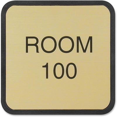 Xstamper Designer Framed Wall/Door Sign - 4" Holding Width x 4" Holding Height - Square Shape - Wall, Door - Rounded Corner - Plastic - Black - 1 Each