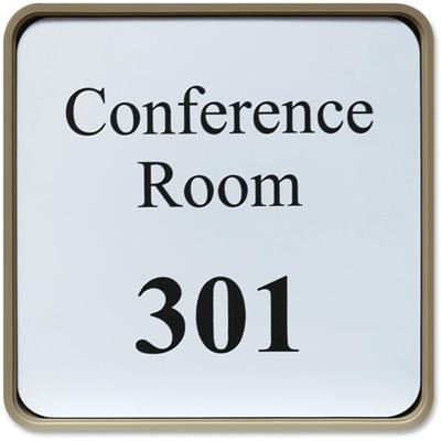 Xstamper Designer Framed Wall/Door Sign - 6" Holding Width x 6" Holding Height - Square Shape - Wall, Door - Rounded Corner - Plastic - Almond - 1 Each