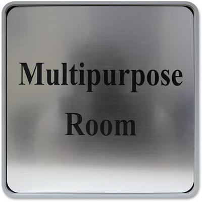 Xstamper Designer Framed Wall/Door Sign - 8" Holding Width x 8" Holding Height - Square Shape - Wall, Door - Rounded Corner - Plastic - Gray - 1 Each