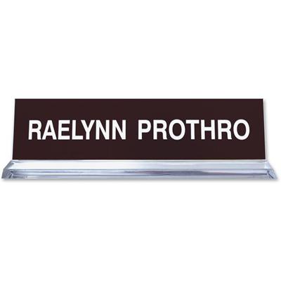 Xstamper Acrylic Base Desk Sign - 8" Holding Width x 2" Holding Height - Rectangular Shape - Double Sided - Durable - Acrylic, Plastic - Clear - 1 Each