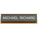 Xstamper Pedestal Aluminum Desk Sign - 10" Holding Width x 2" Holding Height - Rectangular Shape - Long Lasting, Durable - Aluminum, Plastic - Gold - 1 Each