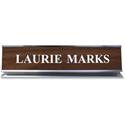 Xstamper Pedestal Aluminum Desk Sign - 10" Holding Width x 2" Holding Height - Rectangular Shape - Long Lasting, Durable - Aluminum, Plastic - Silver - 1 Each