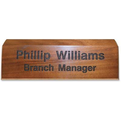Xstamper Engraved Walnut Desk Sign - 8" Width x 2" Height - Engraved - Walnut Wood - 1 Each