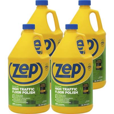 Zep High-Traffic Floor Finish - 128 fl oz (4 quart) - Durable - Clear, Green - 4 / Carton