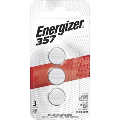 Energizer 357/303 Silver Oxide Button Battery 3-Packs - For Multipurpose - 1.5 V DC - 3/Pack - 10 / Carton