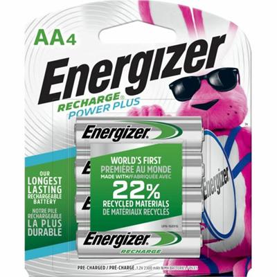 Energizer Recharge Power Plus Rechargeable AA Battery 4-Packs - For Multipurpose - Battery Rechargeable - AA - 2300 mAh - 1.2 V DC - 4/Pack - 4 / Carton