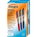Integra 1.0mm Retractable Ballpoint Pen - 1 mm Medium Pen Point - Retractable - Assorted Ink - 1 Box