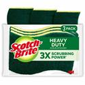 Scotch-Brite Heavy-Duty Scrub Sponges - 2.8" Height x 4.5" Width x 4.5" Length x 590 mil Thickness - 3/Pack - 8 / Carton - Yellow, Green