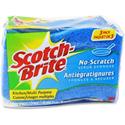 Scotch-Brite No Scratch Scrub Sponges - 2.8" Height x 4.5" Width x 4.5" Length x 590 mil Thickness - 3/Pack - 8 / Carton - Blue