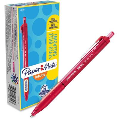 Paper Mate Inkjoy 300 RT Ballpoint Pens - 1 mm Pen Point - Retractable - Red Ink - Red Barrel - 1 Dozen