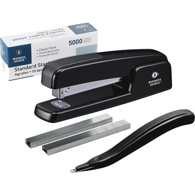 Business Source Standard Stapler Value Pack - Staples Upto 20 Sheet - Holds Upto 210 Staple - Full Strip - Top Loading - Black - 1 Pack