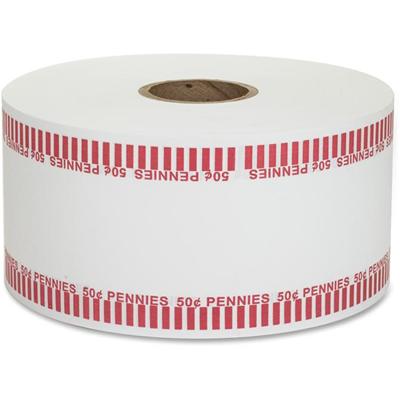 PAP-R Color-coded Coin Machine Wrappers - 1000 ft Length - 1900 Wrap(s) - Total $0.50 in 50 Coins of 1¢ Denomination - 15 lb Basis Weight - Kraft - Red, White - 1 Roll