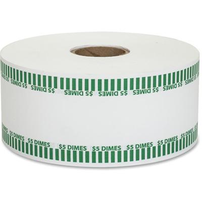 PAP-R Color-coded Coin Machine Wrappers - 1000 ft Length - 1900 Wrap(s) - Total $5.0 in 50 Coins of 10¢ Denomination - 15 lb Basis Weight - Kraft - Green, White - 1 Roll