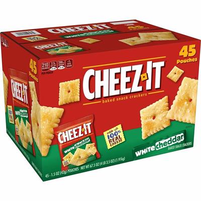 Cheez-It Cheez-It White Cheddar Baked Crackers - Individually Wrapped - White Cheddar - 1.50 oz Bag - 45 / Carton