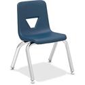 Lorell 12" Seat-height Student Stack Chairs - Four-legged Base - Navy - Polypropylene - 4 / Carton